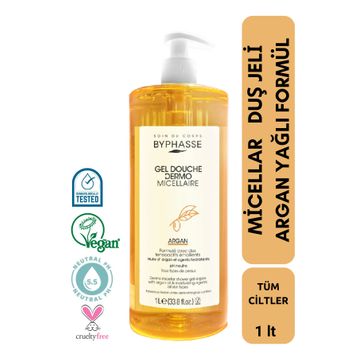 Byphasse Dermo Micellar Tüm Ciltler İçin 1000 ml Argan Oil Duş Jeli