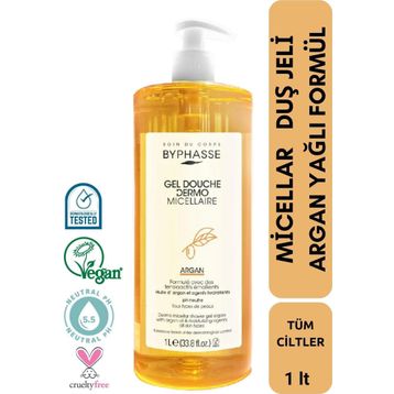 Byphasse Dermo Micellar Tüm Ciltler İçin 1000 ml Argan Oil Duş Jeli