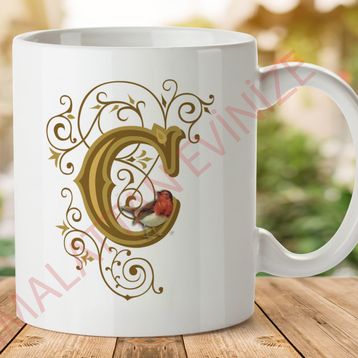 C Harfi Baskılı Seramik Kupa