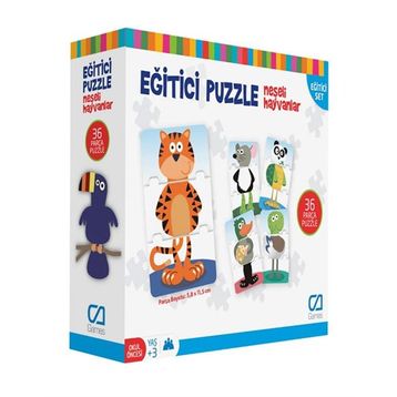 CA Games CA5028 Eğlenceli Neşeli Hayvanlar 36 Parça Puzzle