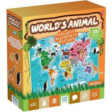 CA Games Worlds Animal 100 Parça Çocuk Puzzle