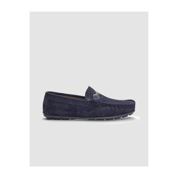 Cabani 010M1659 Hakiki Deri Lacivert Süet Tokalı Erkek Loafer Ayakkabı