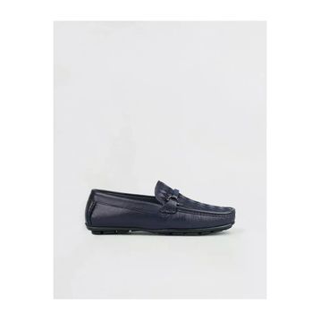 Cabani 010M5823F Mavi Bantlı Hakiki Deri Lacivert Erkek Loafer Ayakkabı