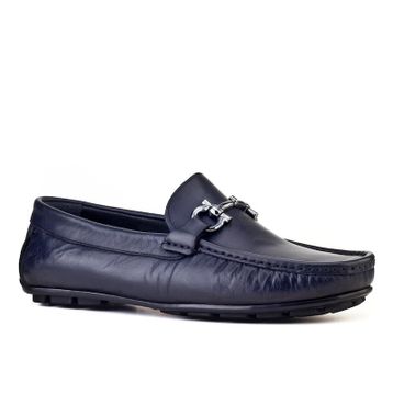Cabani 010M823 Hakiki Deri Kauçuk Tabanlı Lacivert Erkek Loafer Ayakkabı
