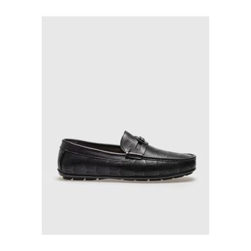 Cabani 010M883C Hakiki Deri Siyah Desenli Tokalı Bağcıksız Erkek Loafer Ayakkabı