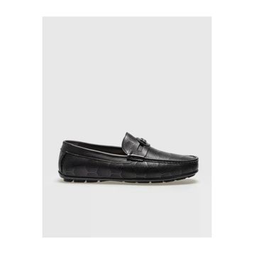 Cabani 010M883C Hakiki Deri Siyah Desenli Tokalı Bağcıksız Erkek Loafer Ayakkabı