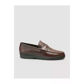 Cabani 024M1693 Hakiki Deri Düz Kahverengi Erkek Loafer Ayakkabı
