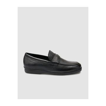Cabani 024M1693 Hakiki Deri Siyah Düz Erkek Loafer Ayakkabı