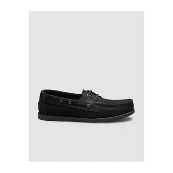 Cabani 052C102 Mat Siyah Hakiki Deri Bağcıklı Erkek Loafer Ayakkabı