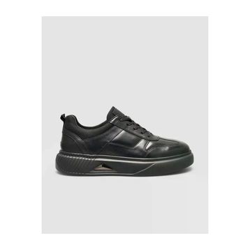 Cabani 2573 Deri Siyah Taban Armalı Erkek Sneaker Ayakkabı