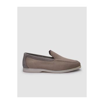 Cabani 572B1728 Triko Bej Hakiki Deri Detaylı Erkek Loafer Ayakkabı