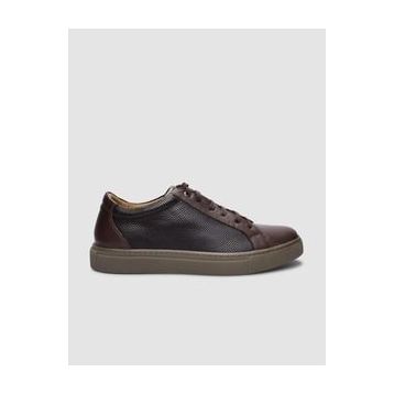 Cabani Bağcıklı Kahverengi Hakiki Deri Erkek Sneaker Ayakkabı