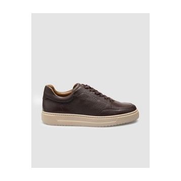 Cabani Bağcıklı Kahverengi Hakiki Deri Erkek Sneaker Ayakkabı