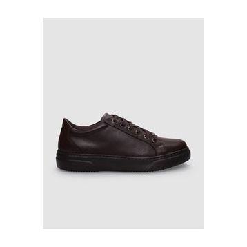 Cabani Bağcıklı Kahverengi Hakiki Deri Erkek Sneaker Ayakkabı