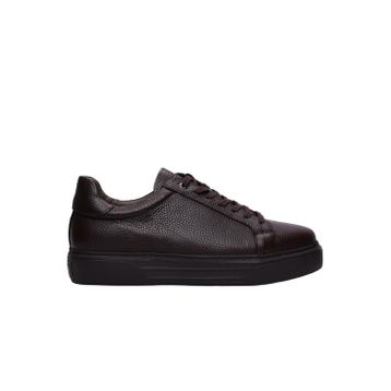 Cabani Bağcıklı Kahverengi Hakiki Deri Erkek Sneaker Ayakkabı