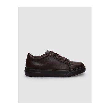 Cabani Bağcıklı Kahverengi Hakiki Deri Erkek Sneaker Ayakkabı