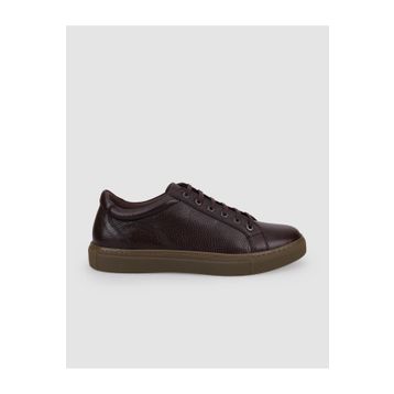 Cabani Bağcıklı Kahverengi Hakiki Deri Erkek Sneaker Ayakkabı