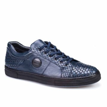 Cabani Bağcıklı Lacivert Hakiki Deri Erkek Sneaker Ayakkabı