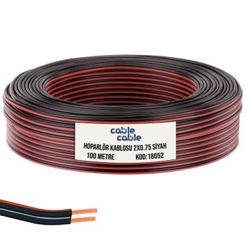 Cable 2x0.75 mm Siyah 100 m Kordon Elektrik Kablosu