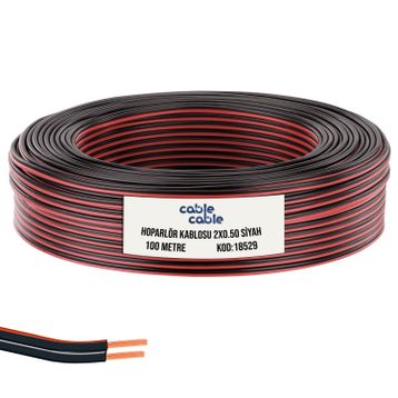 Cable Cable Kordon 2x0.50 Siyah 100 mt Hoparlör Kablosu