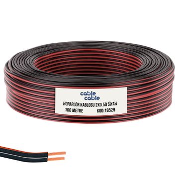 Cable Cable Kordon 2x0.50 Siyah 100 mt Hoparlör Kablosu