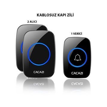 CACAZI 2 Alıcılı Kablosuz Uzaktan Kumandalı Led Kapı Zili