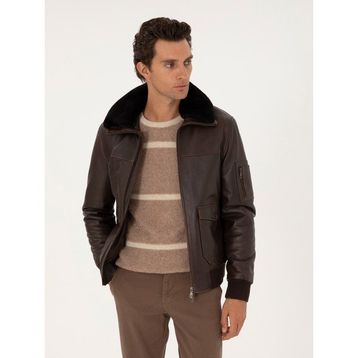 Cacharel 50293324-VR029 Erkek Kahverengi Deri Mont
