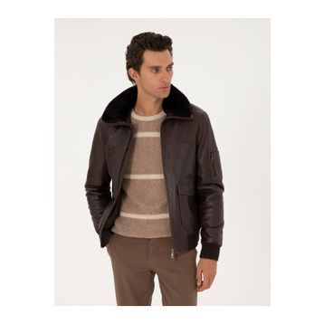Cacharel 50293324-VR029 Erkek Kahverengi Deri Mont