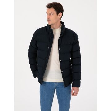 Cacharel 50319254-VR033 Lacivert Geniş Kapitone Kapüşonlu Erkek Mont