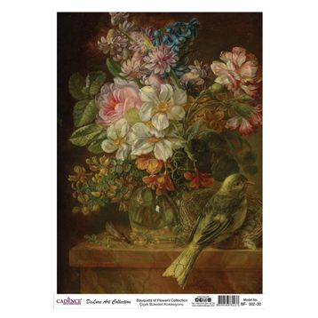 Cadence Çiçek Serisi BF02 30x42 cm Pirinç Dekupaj Kağıdı