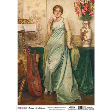 Cadence Kadın Zarafeti Koleksiyonu EW04 30x42 cm Pirinç Dekupaj Kağıdı