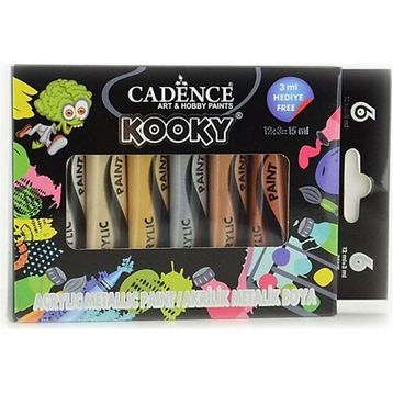 Cadence Kooky Hybrid Metalik 6x15 ml Akrilik Boya Seti