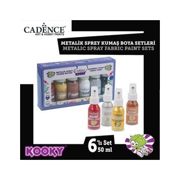 Cadence Kooky Metalik Sprey 50 ml 6'lı Kumaş Boyası