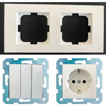 Çağatay Elektrik Ovivo Grano Beyaz Ikili Set Üçlü Anahtar Topraklı Priz