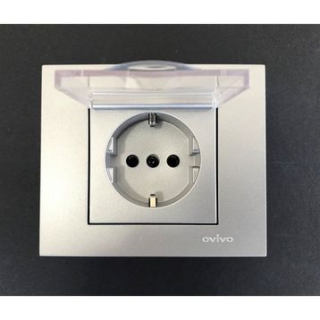 Çağatay Elektrik Ovivo Grano Gümüş (Silver) Kapaklı Topraklı Priz Mekanizma