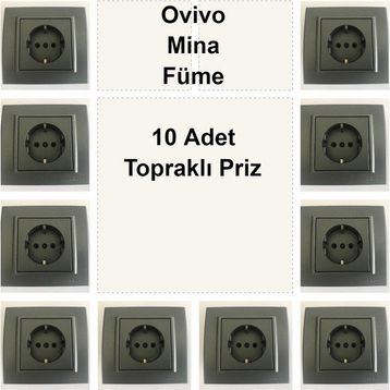 Çağatay Elektrik Ovivo Mina Füme 10 Adet Topraklı Priz