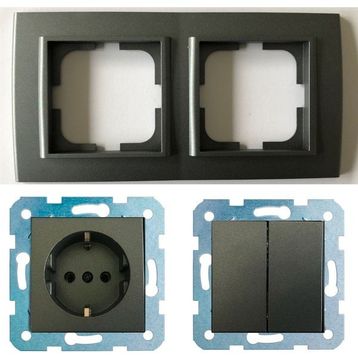 Çağatay Elektrik Ovivo Mina Füme Ikili Set Komütatör Topraklı Priz