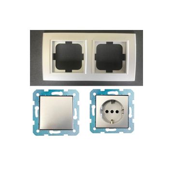 Çağatay Elektrik Ovivo Mina Gümüş İkili Set Anahtar Topraklı Priz