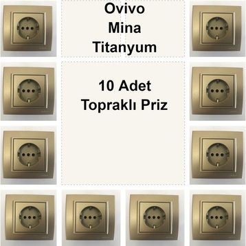 Çağatay Elektrik Ovivo Mina Titanyum 10 Adet Topraklı Priz