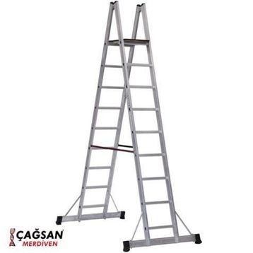 Çağsan 8+1 Basamaklı A Tipi Platformlu Alüminyum Merdiven