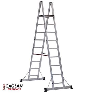 Çağsan 8+1 Basamaklı A Tipi Platformlu Alüminyum Merdiven