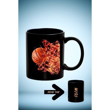 Caisya Basketboll Temalı Basket Sever Isimli Siyah Kupa Bardak