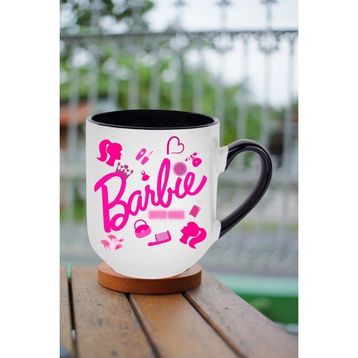 Caisya Enter Mode Barbie Baskılı Siyah Lüx Kupa Bardak