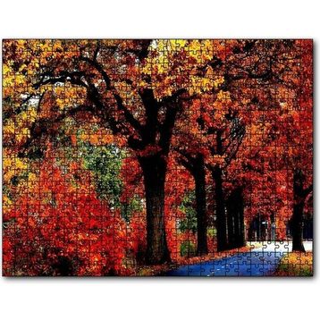 Caka Tablo Ağaçlı Yol ve Sonbahar Yaprakları 1000 Parça Puzzle