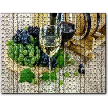 Caka Tablo Beyaz Kırmızı Şarap Üzüm Şarap Küpü Görseli 1000 Parça Puzzle