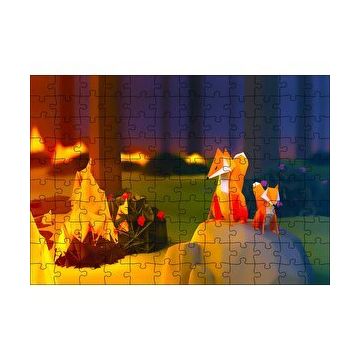 Cakapuzzle 2018 Soyut Sanat Tasarım Orman Tilki 120 Parça Ahşap Puzzle