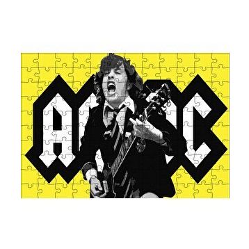 Cakapuzzle ACDC Angus Young Sarı Zemin 120 Parça Ahşap Puzzle