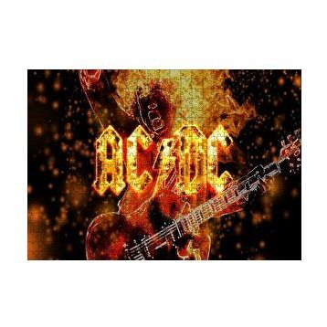 Cakapuzzle ACDC Elektrogitarist ve Alevler 120 Parça Ahşap Puzzle