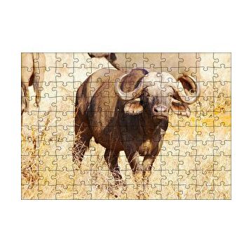 Cakapuzzle Afrika Bozkırında Bufalo ve Kuru Otlar 120 Parça Ahşap Puzzle