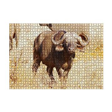 Cakapuzzle Afrika Bozkırında Bufalo ve Kuru Otlar 120 Parça Ahşap Puzzle